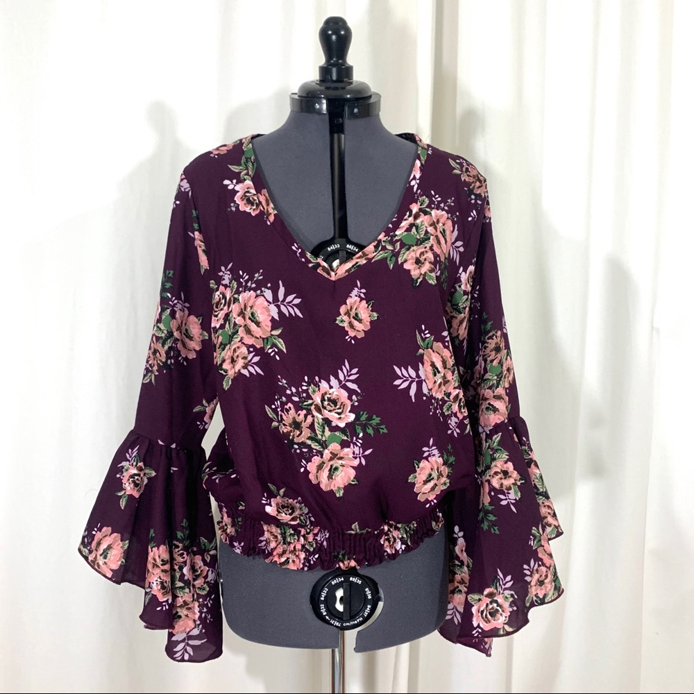 BOHO Floral Ruffle Sleeved Top